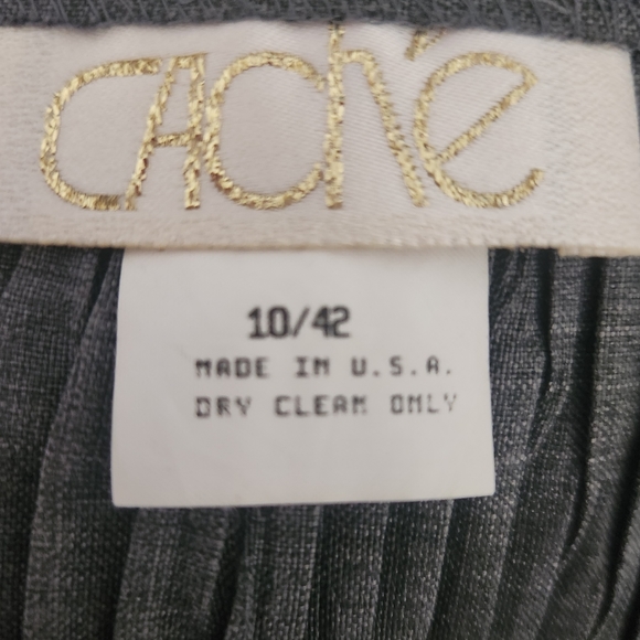 Cache Gray Accordion Long Line Straight Maxi Skirt Sz 10 - Picture 3 of 6